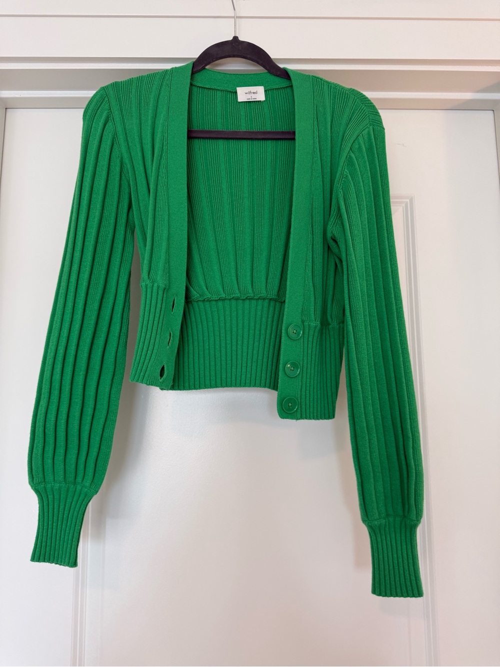 Wilfred Emerald Ribbed Cropped Cardigan